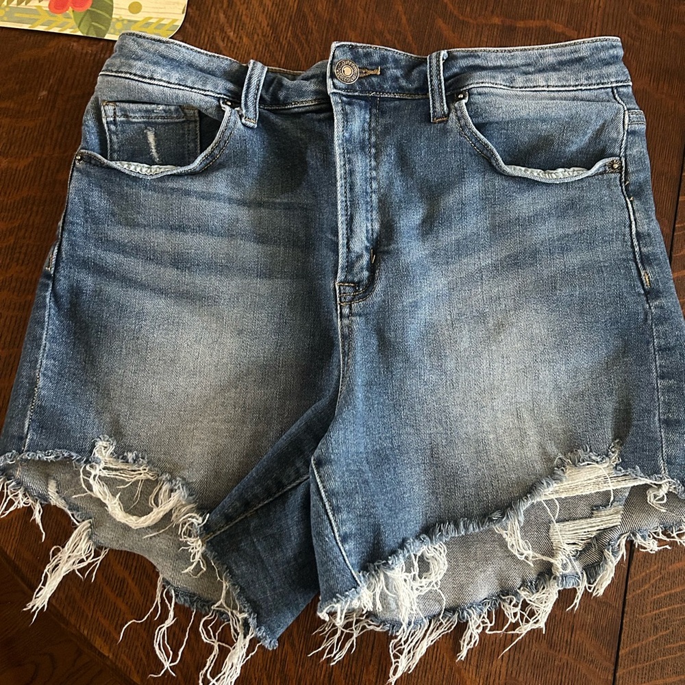 Denim Frayed Hem Women's Shorts